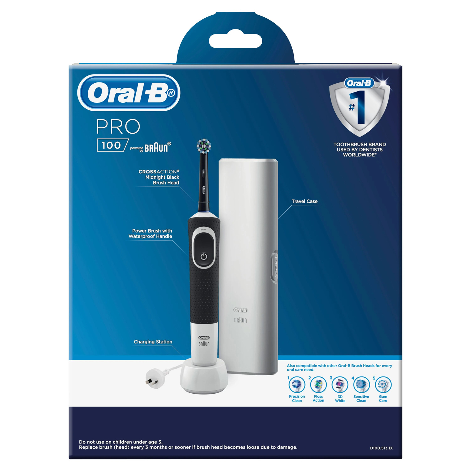 Buy the OralB Pro 100 CrossAction Electric Toothbrush with Travel Case